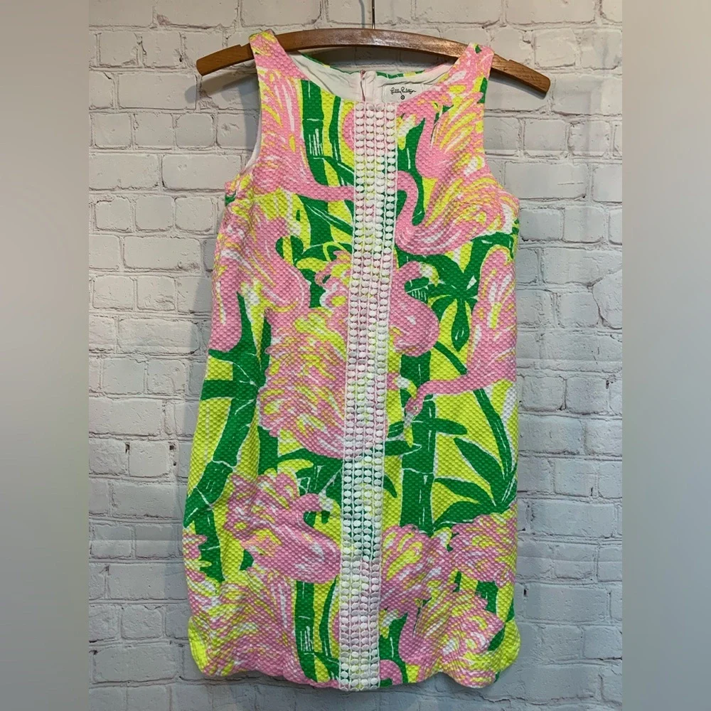 Lilly Pulitzer x Target Flamingo Pink and Green Mini Dress Size L 10 12​